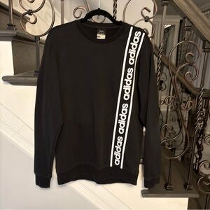 Adidas Men's Black Crewneck Sweatshirt with White Logo Size Medium